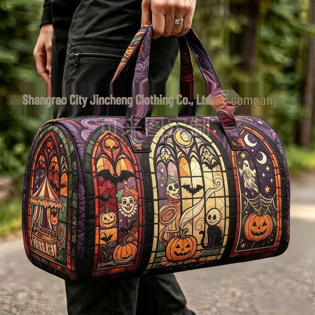 3D Gothic Stained Glass Print Halloween Gym Bag - Multi-functional Travel Bag