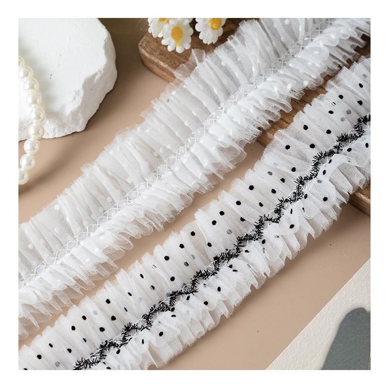 3 метра/партия, 5 см в ширину, 4 слоя, черно-белая плиссированная сетка, кружево, одежда, воротник, манжеты, пояс, декоративные аксессуары