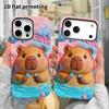 Phone Case: 2D flat design suitable for iPhone 18 17 16 15 14 13 Pro film protective case, couple style, bathing capybara, Christmas and Halloween hol