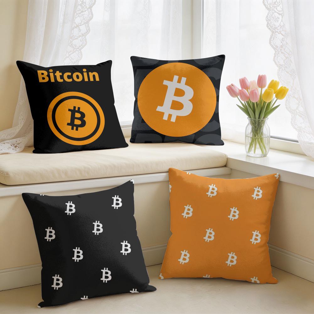Bitcoin Btc Логотип Крутая Наволочка Квадратная Короткий Плюш Наволочка для Подушки Гостиная Диван Домашний Декор Funda X