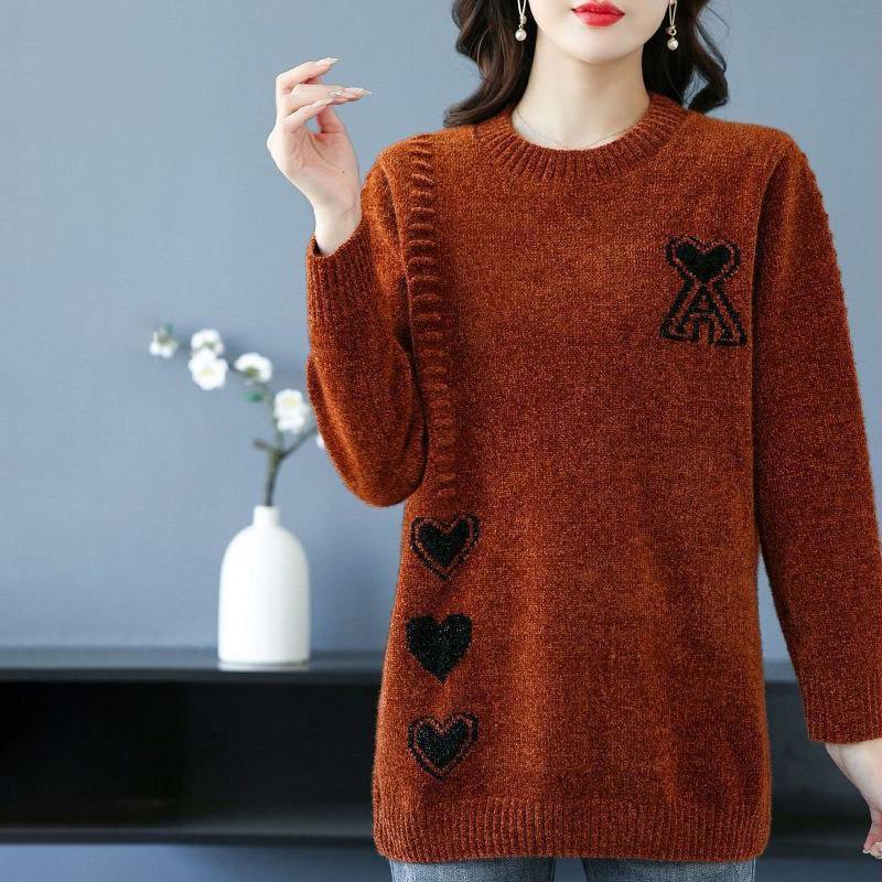 Женский свитер Осень Зима Оверсайз Утепленный Пуловер Теплый Вязаный Полосатый Базовый Слой Эластичный С Длинным Рукавом Джемпер Топы