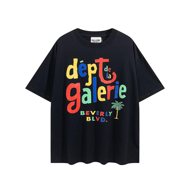 Many stars with the same high street trendy brand retro Los Angeles gallery dept letter print color short sleeve te