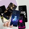 Аниме мультяшный кот иллюстрация Для Samsung A73 A72 A71 A55 A54 A53 A52 A51 A13 A22 A16 A15 A12 A14 A26 A07 5G Черный чехол для телефона
