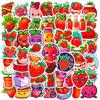 50 Red Heart Strawberry Stickers Girl Heart Cute Strawberry Dessert Personality Cartoon Fruit Stickers