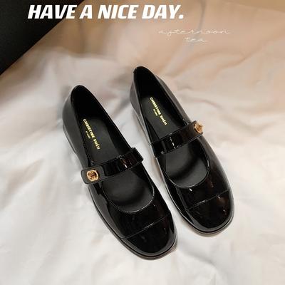 Овчина Su Yinyin имеет ту же маленькую ароматную золотую пряжку, натуральная кожа, туфли Мэри Джейн с плоским дном и неглубоким горлом, женские одинарные туфли.