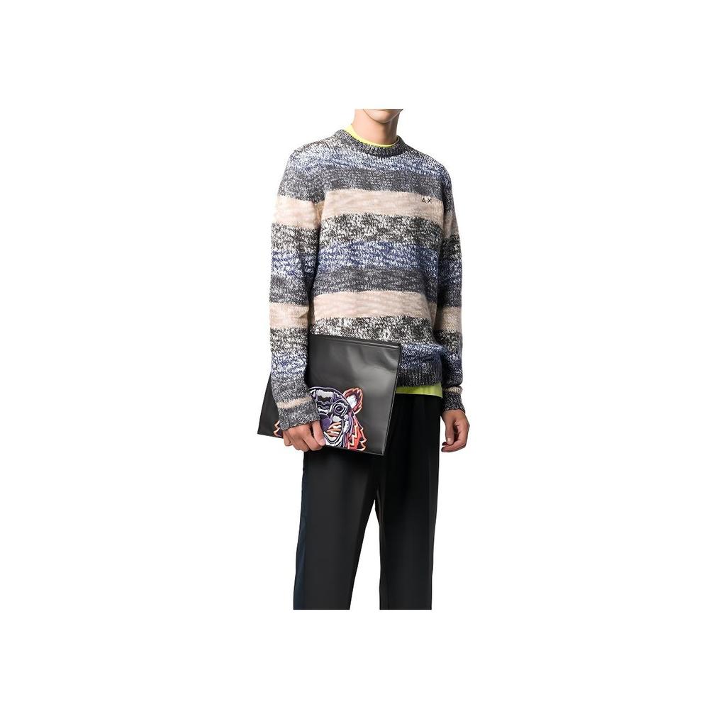 Kenzo Классическая вышивка головы тигра Цветные блоки Застежка-молния Кожаный клатч Мужской клатч Черный F965PM322L49-99B
