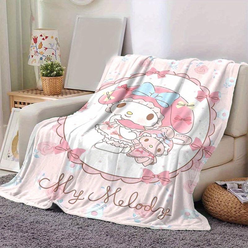 1pc,Sanrio My Melody Home Decor Flannel Blanket: Perfect Gift for Bedroom, Living Room, Travel, Camping, Car, Beach, Office Naps, Ideal Sofa Throw, Ou
