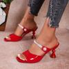 New square head medium heel pearl fashion European and American style thick heel sandals