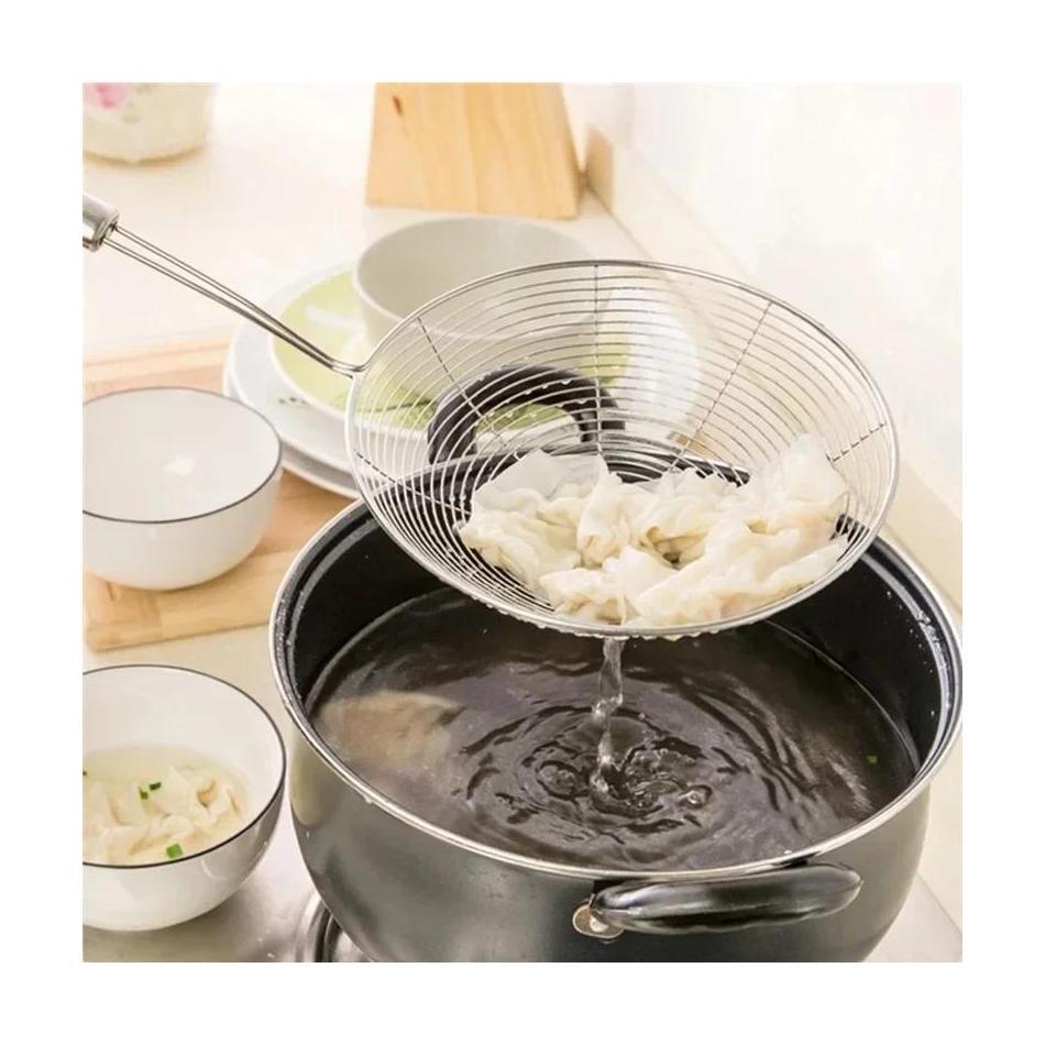 1 шт. Нержавеющая сталь Дуршлаг Ручной Скиммер для жарки Ручка Маслослив Нескользящий Фильтр Многофункциональные Кухонные Аксессуары