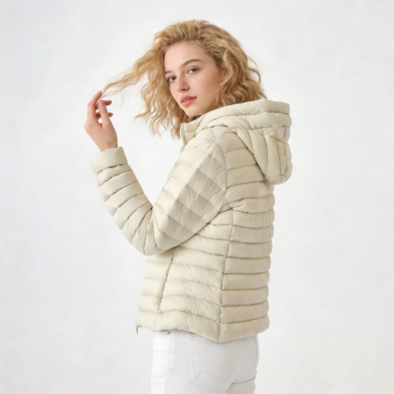 Womens Lightweight Hooded Down Jacket 90% Duck Fill Warm Slim Fit Winter Coat Daily Wear
