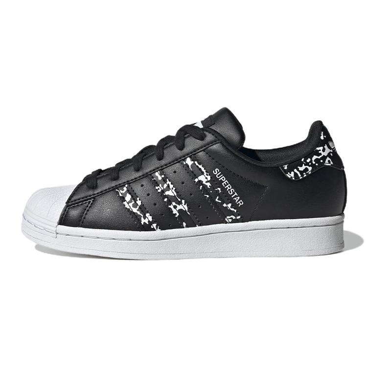 adidas Оригинальные Superstar J Устойчивые к истиранию Низкие Детские Скейтбордические Кроссовки Черно-белые GW4069