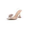 Summer Women's High Heel Sandals Pointed High Heels Sexy Versatile Rhinestone Wine Glass Heel Closed Toe Sandals