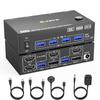 KCEVE USB Двойной Монитор HDMI KVM 2 2 KVM Совмещает Клавиатуру и Мышь Между Двумя Легко с Ручным Переключателем 8K@60Hz 3.0 Переключатель, Входы, Выходы,