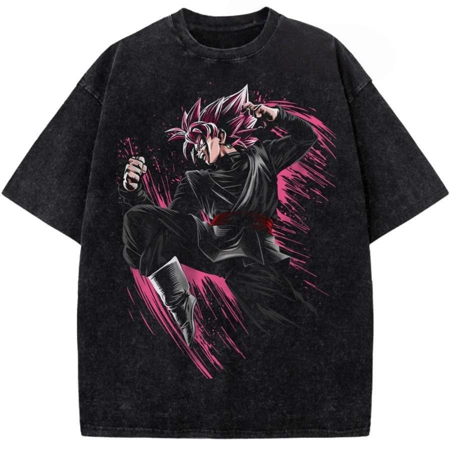 Dragon Ball Super Saiyan Rose Goku Printed Tshirt Mens and Womens Washed Tshirt High Quality Vintage Cotton Tshirt Top