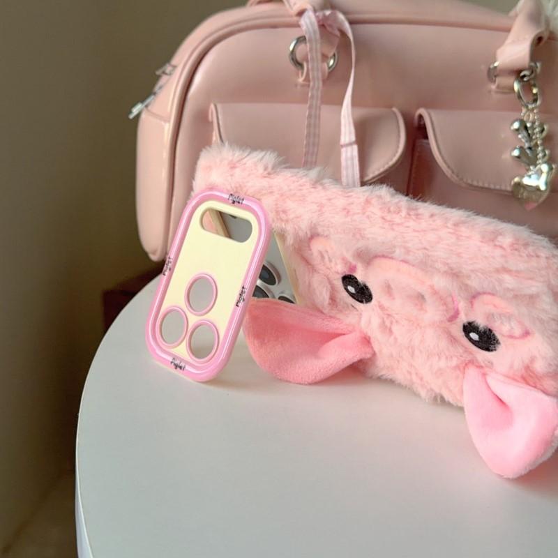 Case for 16 15 14 13 12 Pro max and SM Galaxy S25 21 22 23 24U ltra Plus A50S A35/A54 Cute 3D Pig Plush Winter Warm Furry Back Cover With Hand