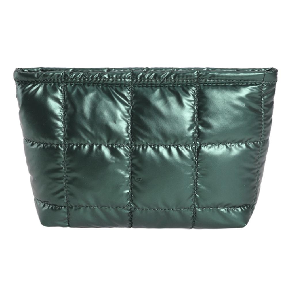 Женская косметичка, мягкая стеганая сумка для хранения макияжа, большая вместимость, органайзер для косметики, однотонная стеганая сумка-клатч