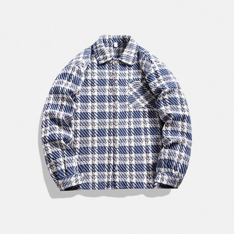 Lapel Plaid Jacket for Men and Women Same Style Spring and Autumn Loose Trend Couples Single-breasted Casual Hong Kong Style Jacket for Men