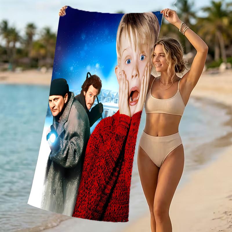 Beach Towel with Home Alone Pattern - soft,absorbent,machine washable Lightweight&Modern,swimming,Travel Essentials
