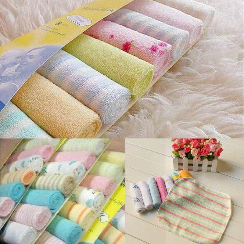 Набор из 8 детских мочалок, мягкие впитывающие органические хлопковые моющиеся салфетки для лица, полотенце для купания новорожденных, случайный цвет
