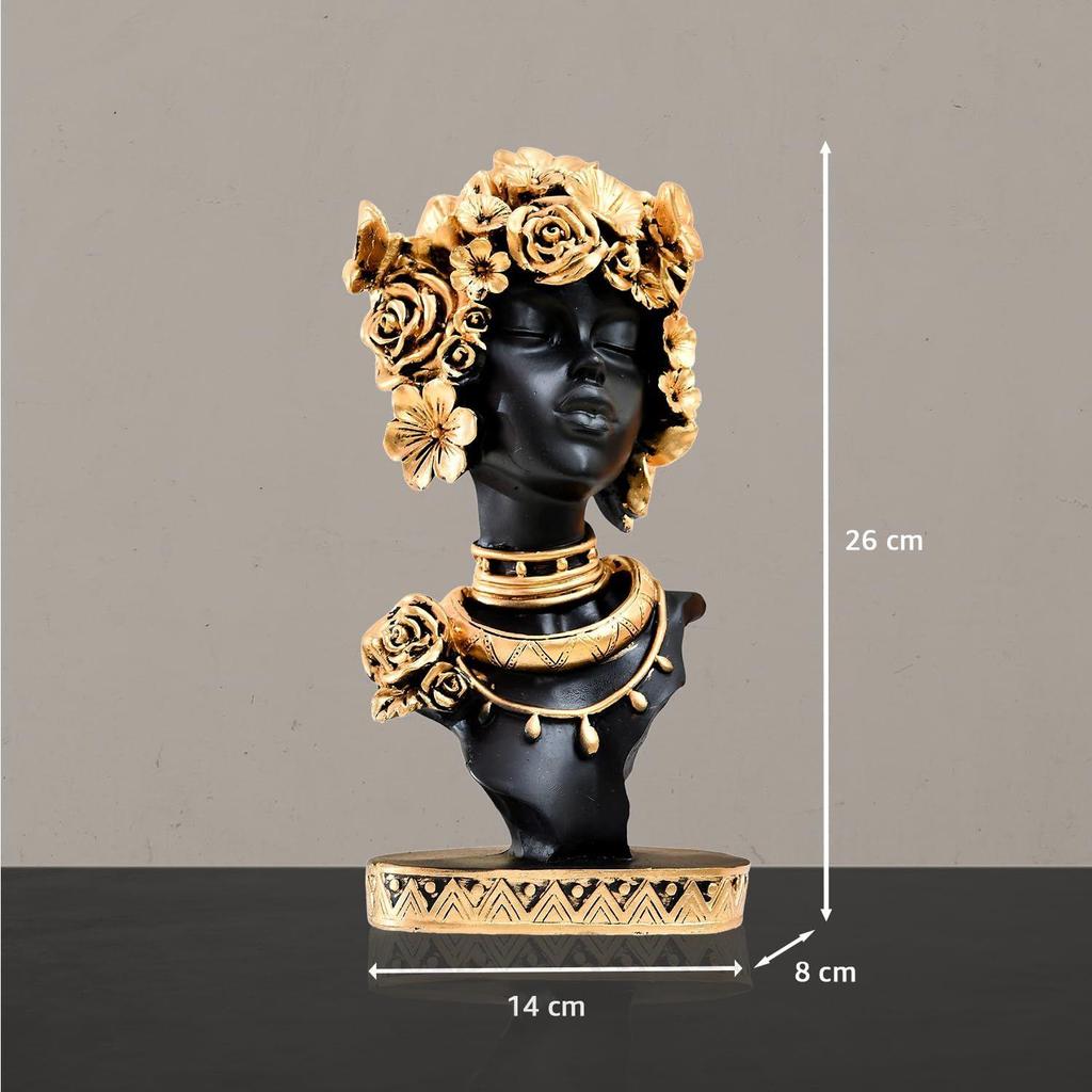 Elegant Afro Woman with Floral Crown Figurine | A Stunning Blend of Culture & Grace | Perfect for Adding Artistic Charm – Pack of 1