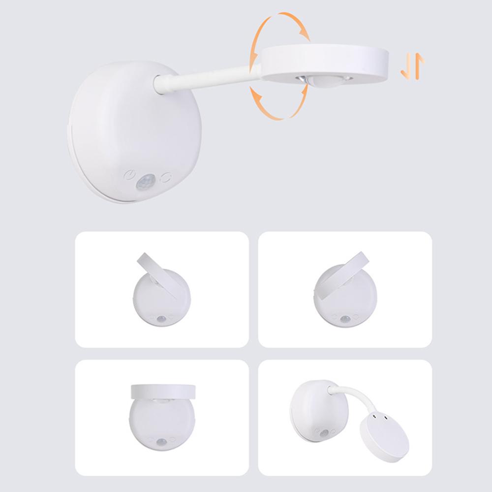 Новый настенный светильник беспроводной прожектор на батарейках с регулировкой яркости вращение на 360° белый