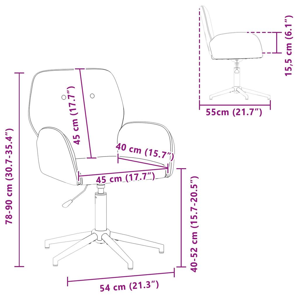 Swivel Chair 54 x 55 x 90 cm Wine Red Velvet