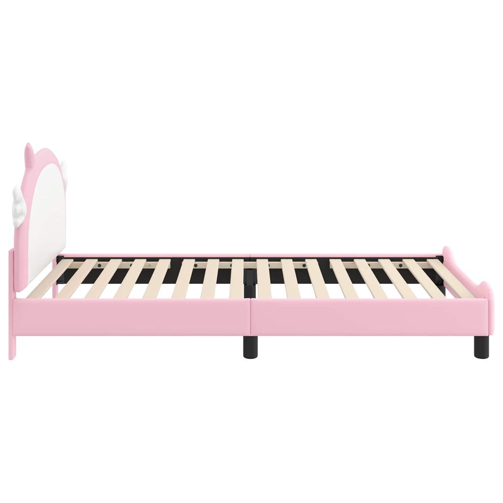 Kids Bed Frame with Headboard Pink 90 x 190 cm PU