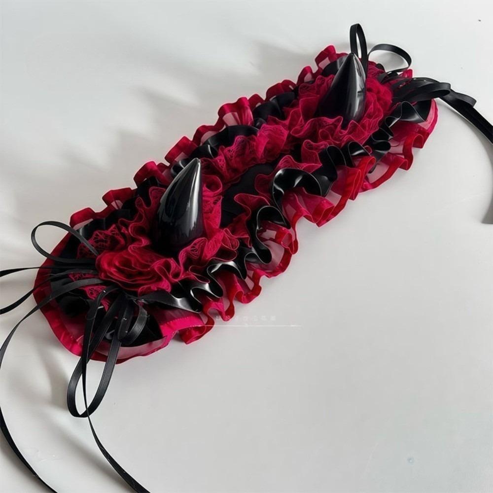 Bow Little Devil Headband Punk Gothic Headwear Lace-up Devil's Corner Hair Band Halloween Party