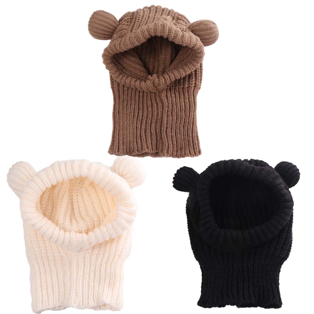 Korean Style Knit Hooded Beanie Hat Solid Color Winter Pullover Helmet Cap Women