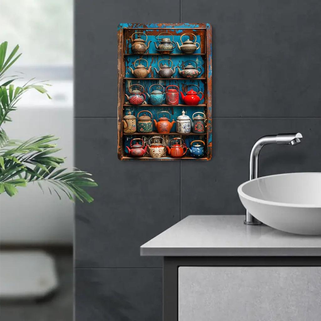 Vintage Teapot Metal Wall Art, Retro Style Decor for Garden, Club For Home Decor Enthusiasts - Perfect Gift for Housewarming