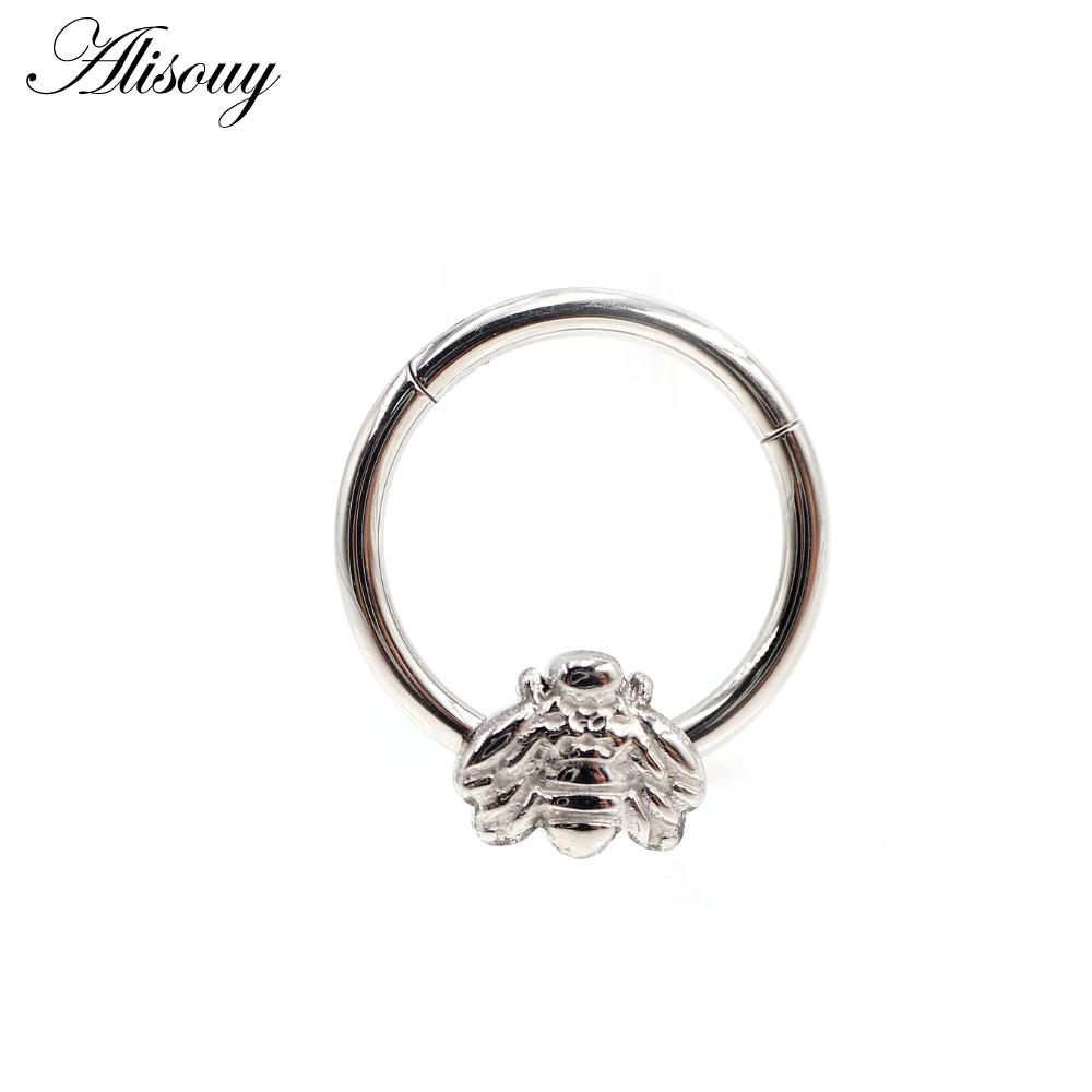 Alisouy 1PC Нержавеющая сталь Летучая мышь Пчела Змея Лист Нос Кольцо Daith Пирсинг Украшения Серьги-кольца для козелка хряща Спиральные серьги