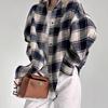 Повседневная рубашка-куртка с длинным рукавом в клетку - Крупный клетчатый узор, Европейский и американский стиль