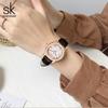 SHENGKE Новые качественные кожаные часы для женщин, японский кварцевый механизм с календарем, движущимся кристаллом на циферблате