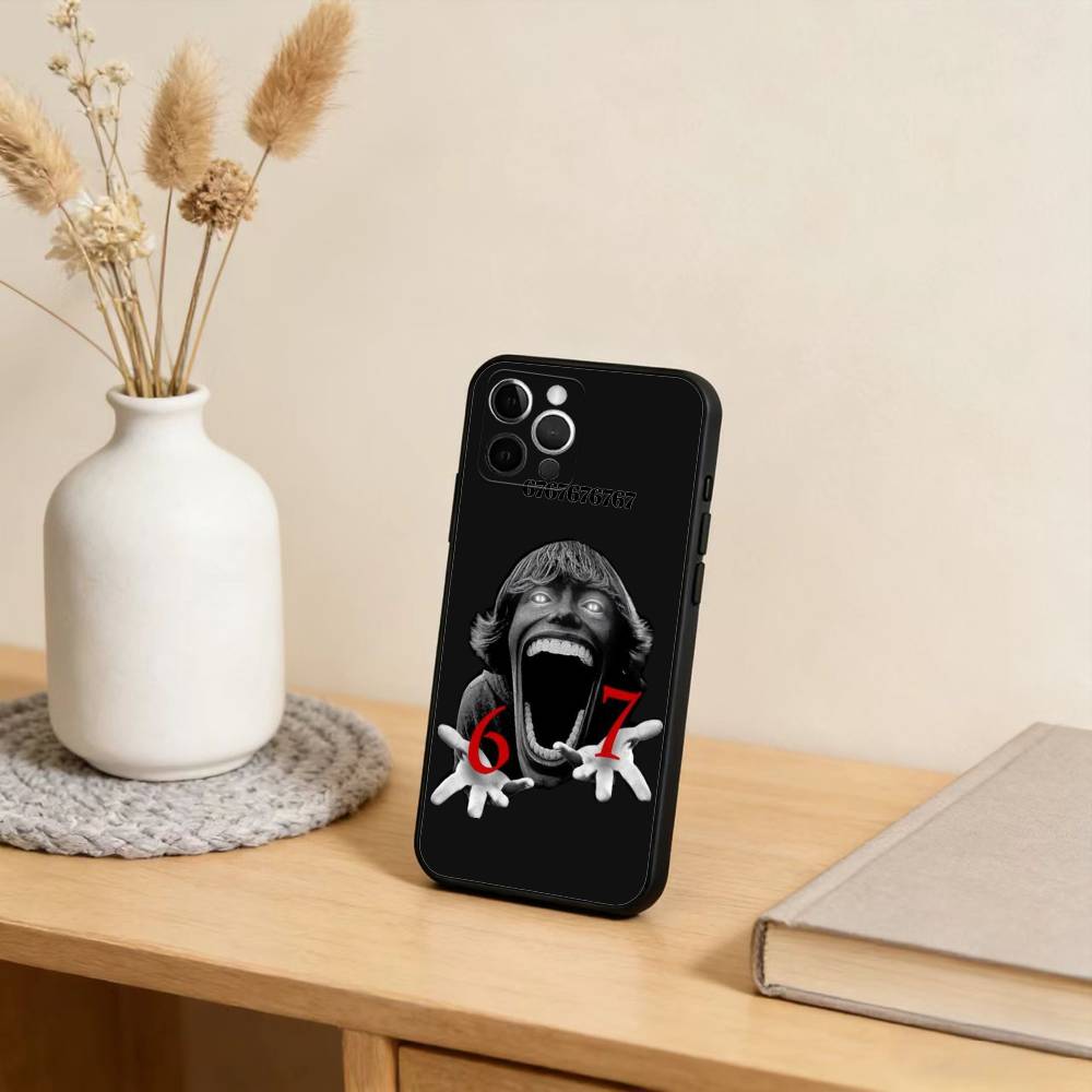 Six Seven-67 Phone Case For iPhone 17,16,15,14,13,12,11 Plus,Pro Max,Soft Silicone Black Cover