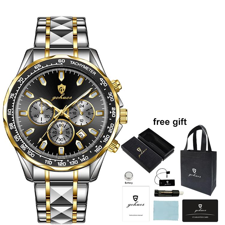 Gohuos 9808 Luxury Mens Wristwatch Waterproof Original Quartz Wrist Watch for Men Reloj Para Hombre Montre Homme Box Bag Package
