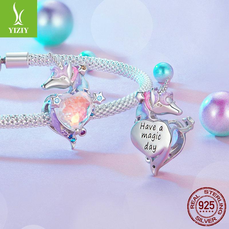 Colorful Unicorn Diy Bracelet Beaded, Dream Princess Wind S925 Silver Bead Jewelry Accessories
