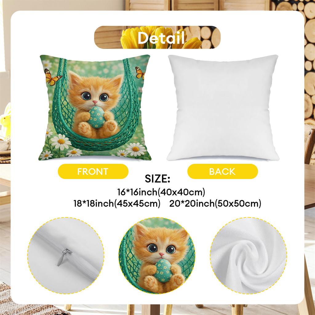 Cat, Rabbit, Chicken, Sheep Digital Printing Pillow Cover Short Plush Suitable Living Rooms Bedrooms Sofas Throw Cushion Cover