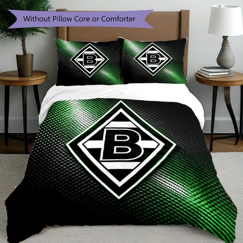 3pcs Duvet Cover Set (1*Duvet Cover + 2*Pillowcase, Without Core), Borussia Monchengladbach Print Bedding Set, Bedroom Decor, All‑Season, Birthday Gif