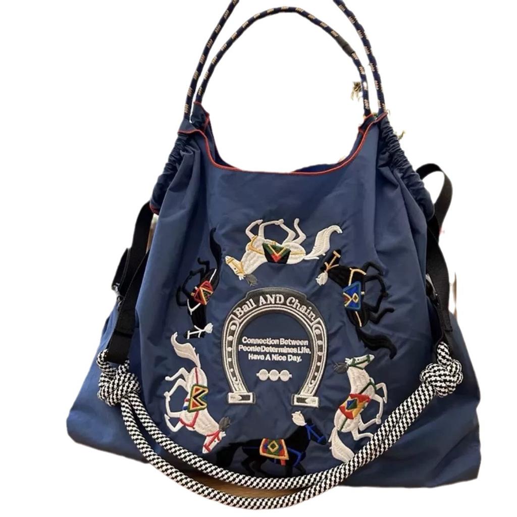 Embroidery Shopping Bag Women'S Fashion Niche Large Capacity Shoulder Bag Tide