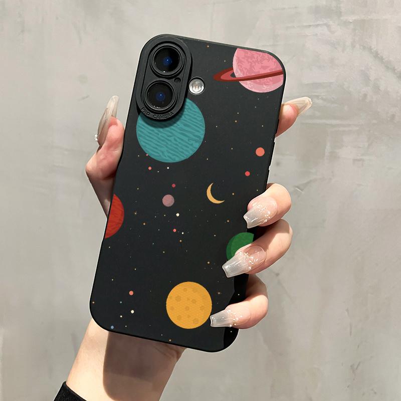 Мультяшный чехол для телефона с рисунком планет, подходит для iPhone 17 16 15 14 13 12 11 Pro/Max/Plus, противоударная задняя крышка