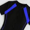 Women's One-piece Solid Color Patchwork Flat Angle Short Sleeved Zippered Swimsuit