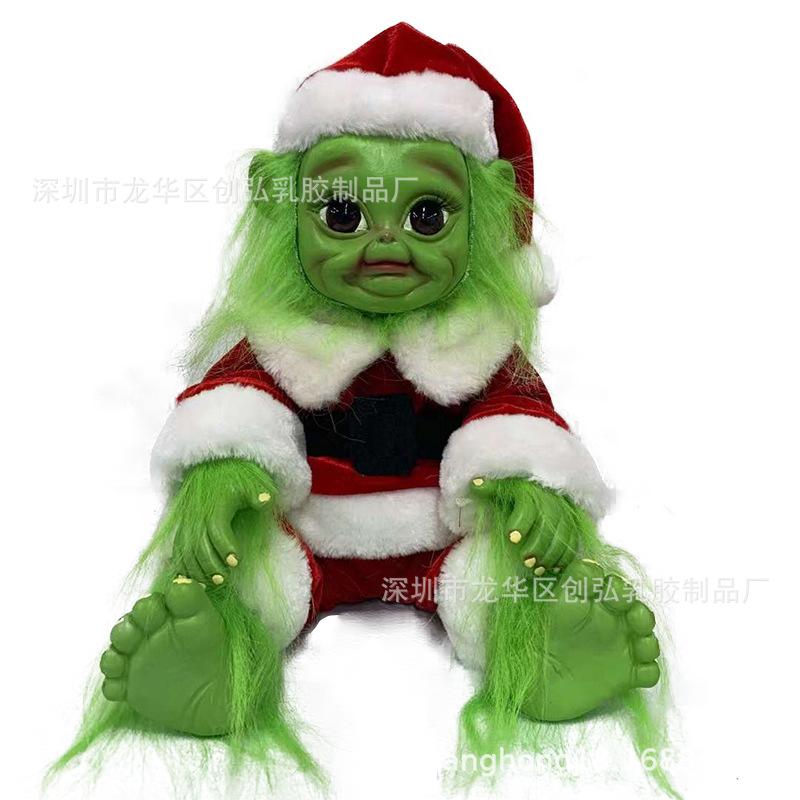 Christmas Grinch Ornament Doll Plush Toy Christmas Grinch Green Furry Monster Stuffed Toy Children's Gift