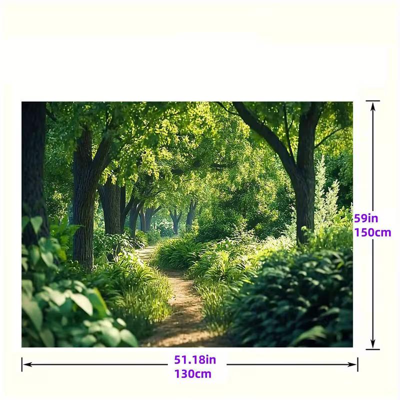 2D Зеленая Солнечная Лесная Тропа Фон для Фотосъемки