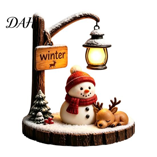 Cute Resin Night Light for Nursery Christmas Santa Claus Reading Lantern, Snowman Elk LED with Warm Battery Operated Glow, USB Tabletop Decor