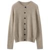 Lekasha 100% Pure Cashmere Loose Round Neck Cardigan Sweater Coat