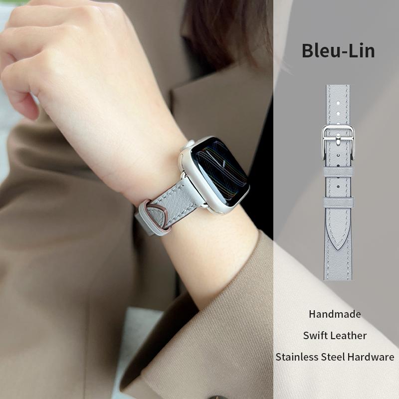 Кожаный ремешок 14 мм для Apple Watch Bands 45 мм 38 мм 49 мм 40 мм 42 мм 41 мм женский браслет для умных часов iWatch All Series