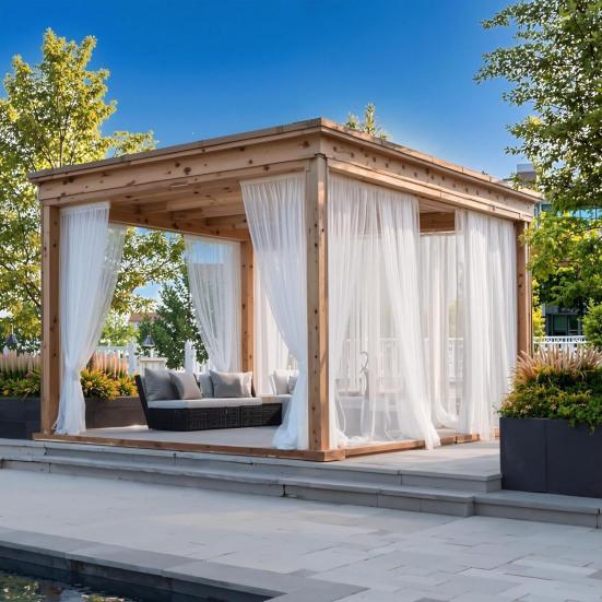 Наружная вуалевая сетчатая штора, прозрачная штора, москитная сетка, панель для защиты от посторонних глаз с карманом для штанги для патио, веранды, террасы, перголы