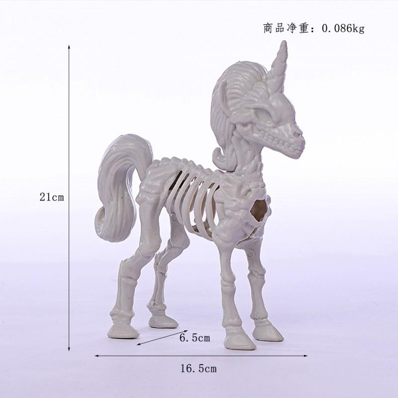 Halloween Skeleton Unicorn Figurine Decor Party Table Ghost House Display PE Craft Ornament