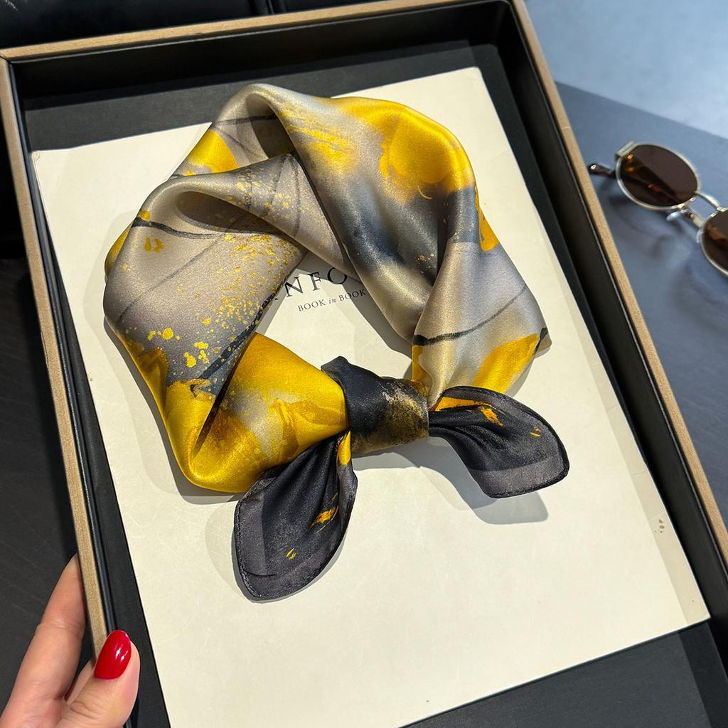 100% Natural Silk Scarf Women Neck Hair Foulard Square Headband Scarves Bandana Hijab Print Poncho Scarves Pashmina