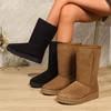 2025 базовые зимние сапоги женские 28 см высотой зимние средней высоты и высокие термоутепленные на толстой подошве бархатные хлопковые сапоги 2025